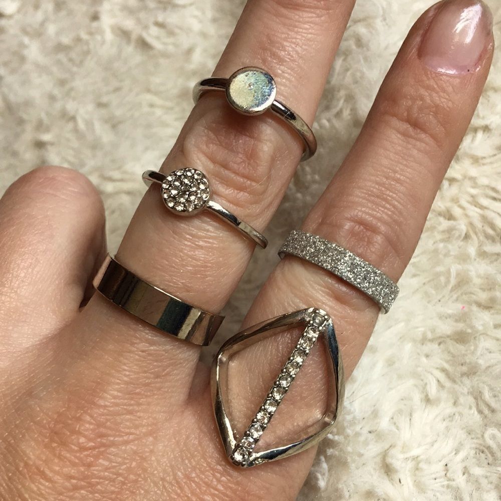NEW Silvertone Midi Ring Set - Picture 3 of 6